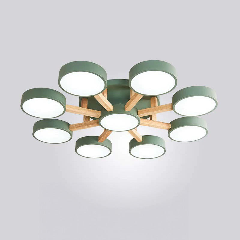 Iron Wood Modern LED Bedroom Ceiling Light
