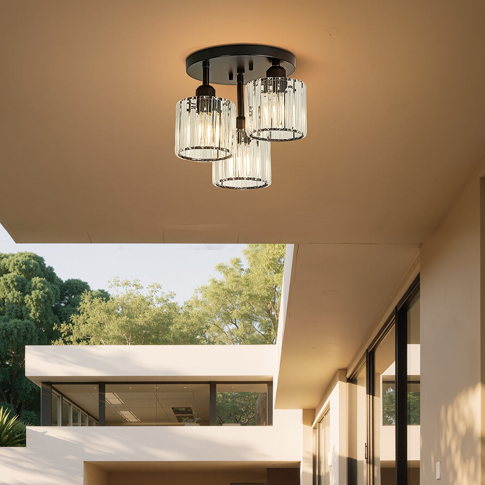 Modern Crystal Semi Flush Mount Bedroom Ceiling Light