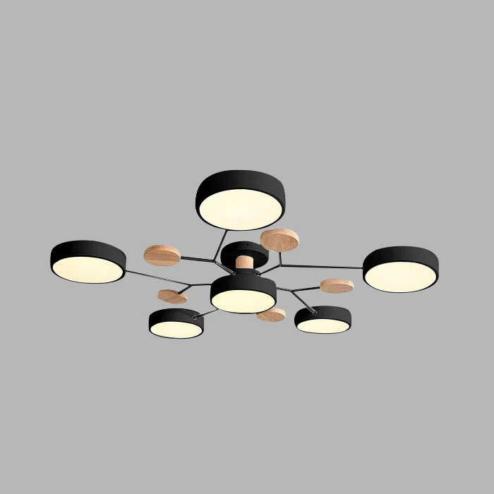 Modern Round Iron LED Semi-Flush Ceiling Chandelier