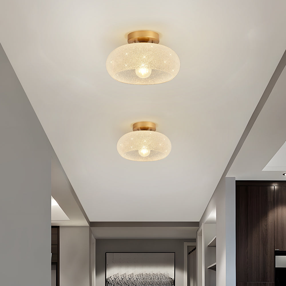 Modern Round Glass Semi-Flush Ceiling Light