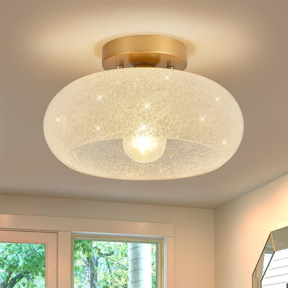 Modern Round Glass Semi-Flush Ceiling Light