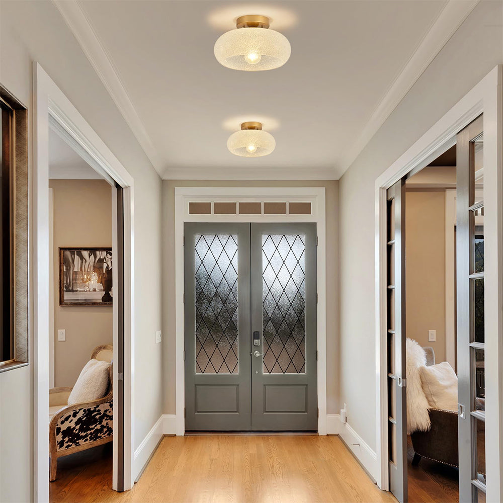 Modern Round Glass Semi-Flush Ceiling Light