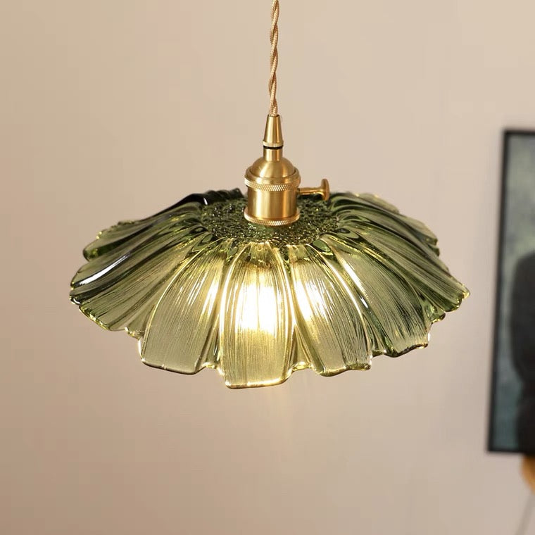 Retro Glass Flower Pendant Light For Dining Room