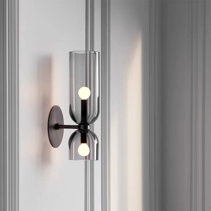 Glass Double Head Bedroom Wall Lamp LED Sconce
