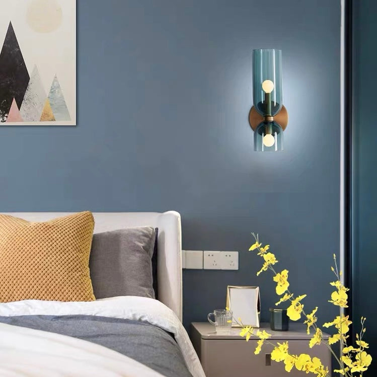 Glass Double Head Bedroom Wall Lamp LED Sconce