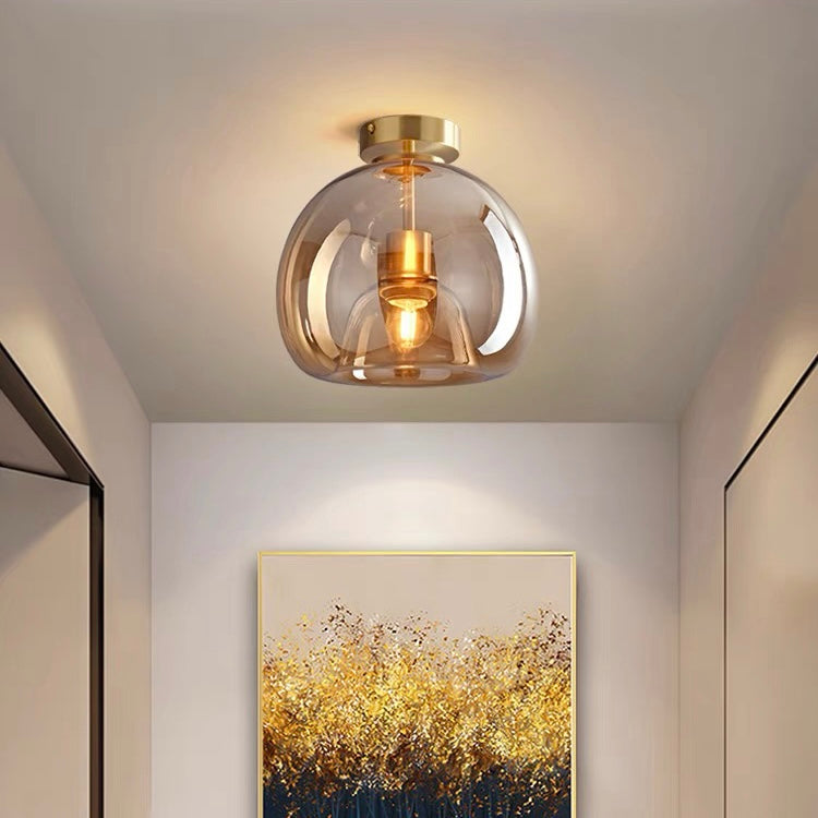 Modern Copper Glass Flush Mount Ceiling Light