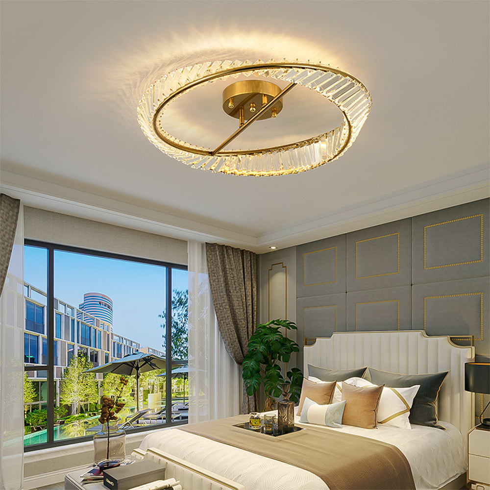Round Modern LED Crystal Living Room Ceiling Lamp