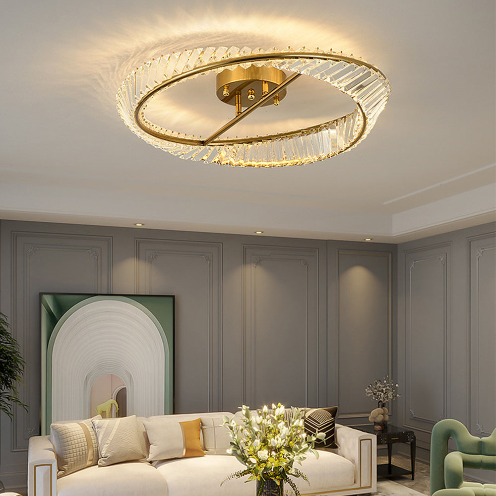 Round Modern LED Crystal Living Room Ceiling Lamp