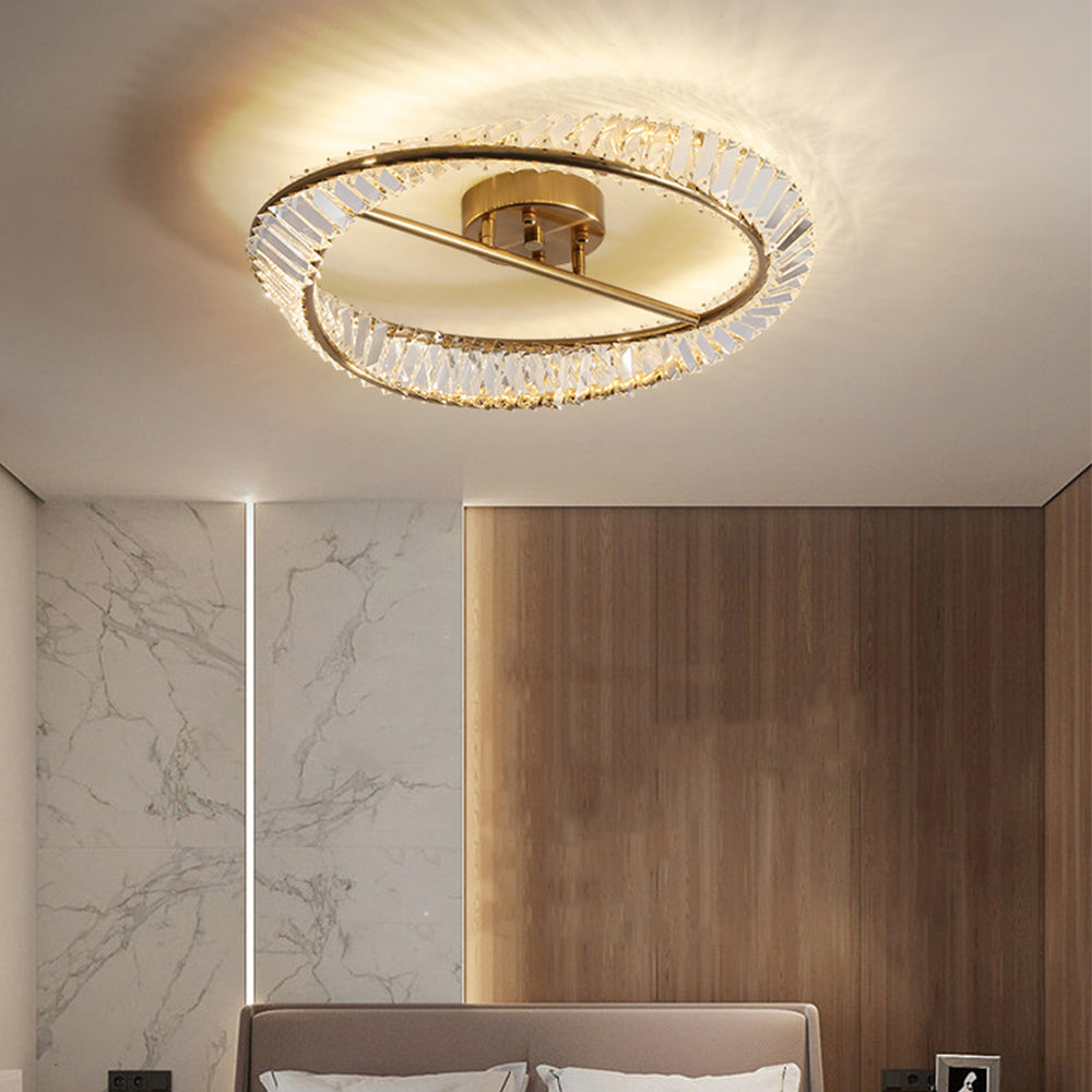 Round Modern LED Crystal Living Room Ceiling Lamp