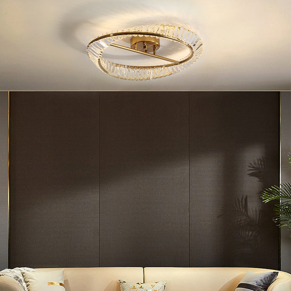 Round Modern LED Crystal Living Room Ceiling Lamp