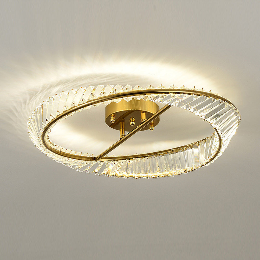 Round Modern LED Crystal Living Room Ceiling Lamp