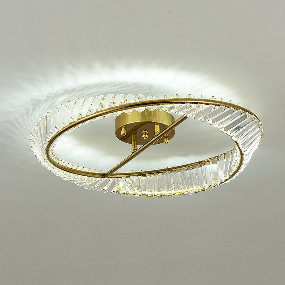 Round Modern LED Crystal Living Room Ceiling Lamp