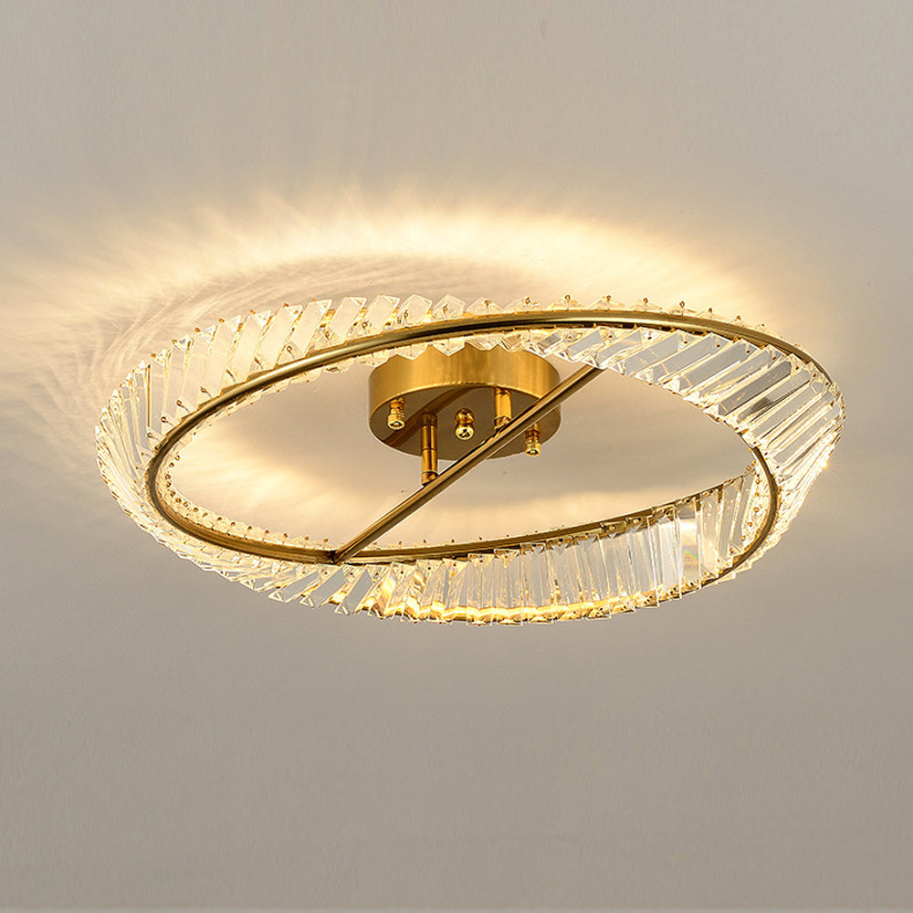 Round Modern LED Crystal Living Room Ceiling Lamp