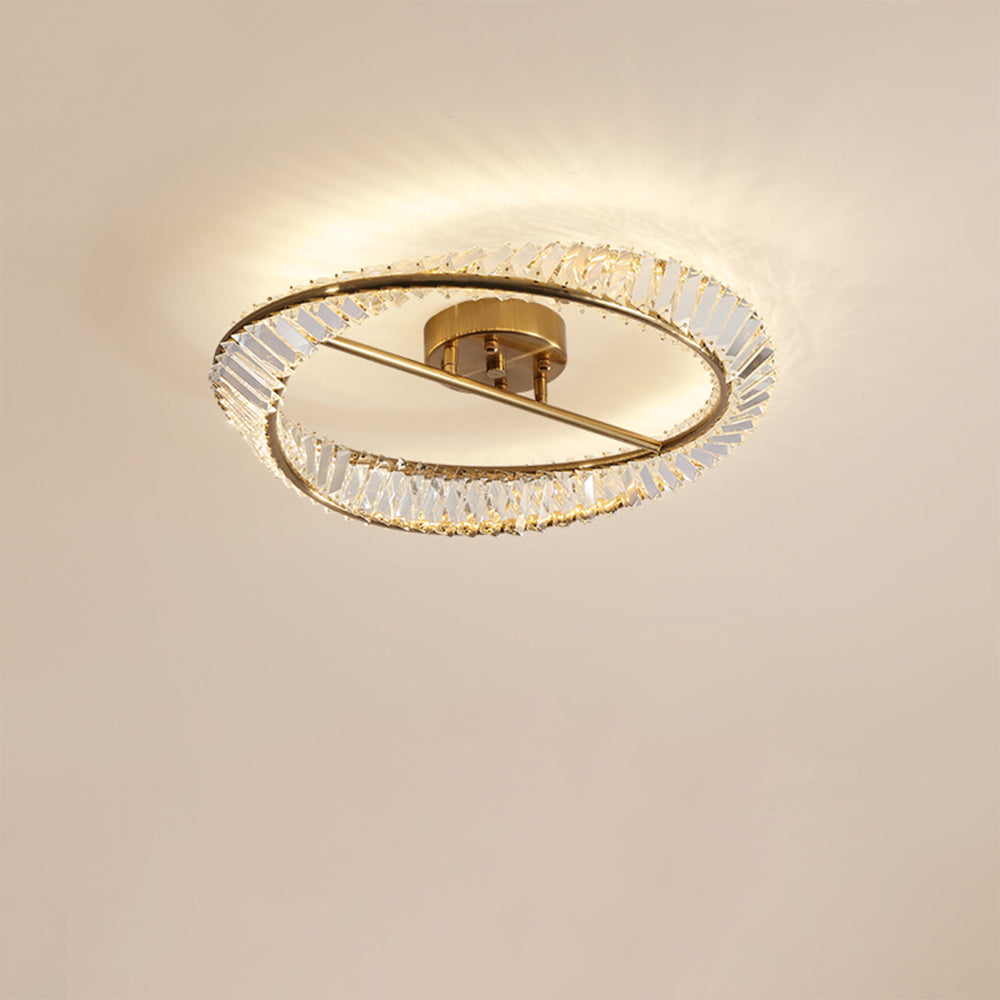 Round Modern LED Crystal Living Room Ceiling Lamp
