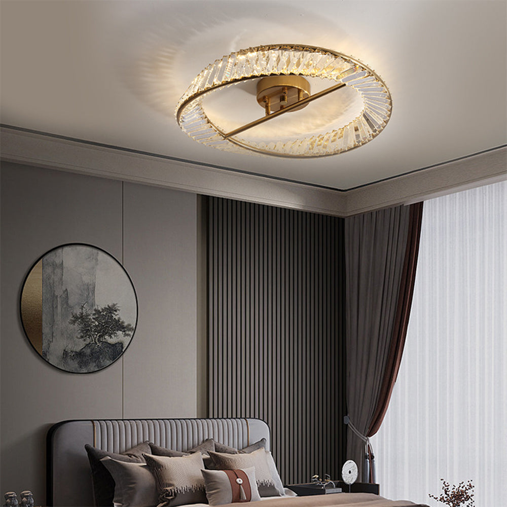 Round Modern LED Crystal Living Room Ceiling Lamp
