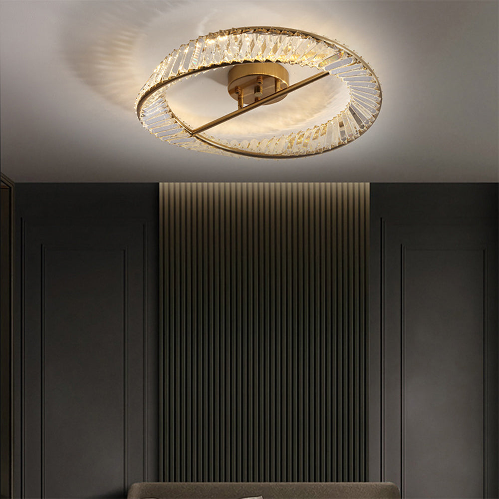 Round Modern LED Crystal Living Room Ceiling Lamp