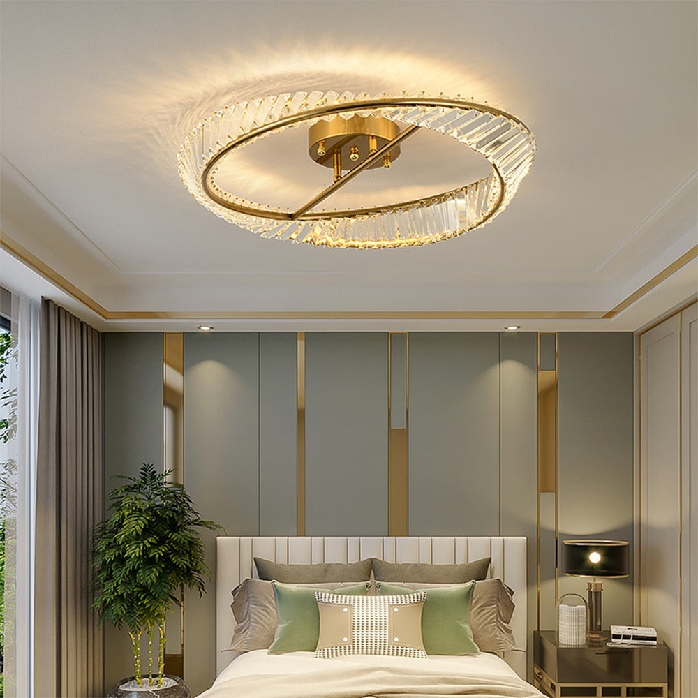 Round Modern LED Crystal Living Room Ceiling Lamp