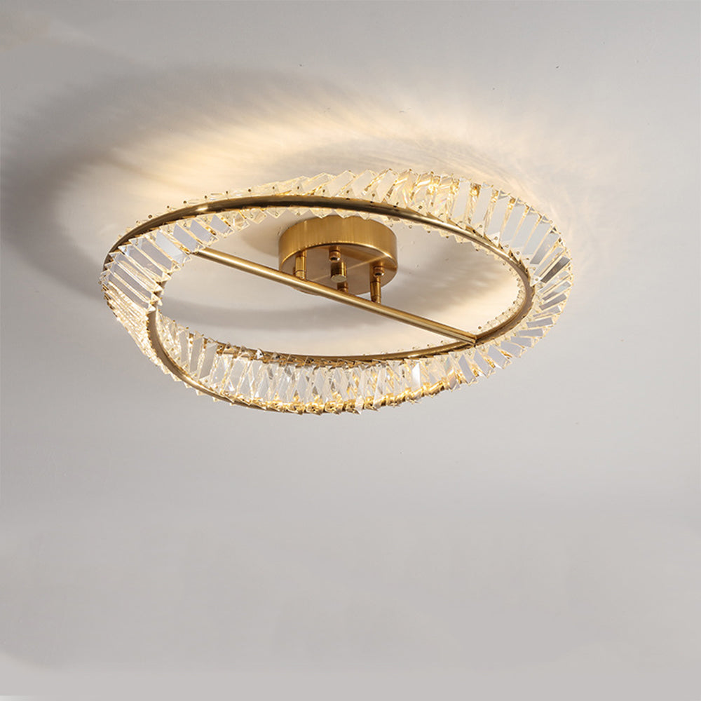 Round Modern LED Crystal Living Room Ceiling Lamp
