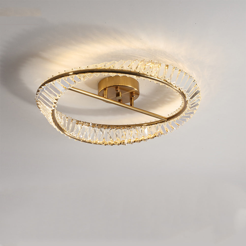 Round Modern LED Crystal Living Room Ceiling Lamp
