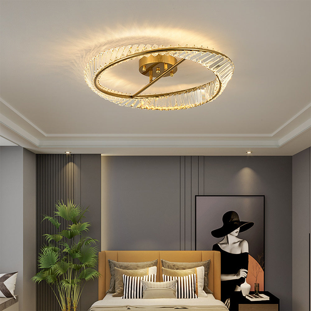 Round Modern LED Crystal Living Room Ceiling Lamp