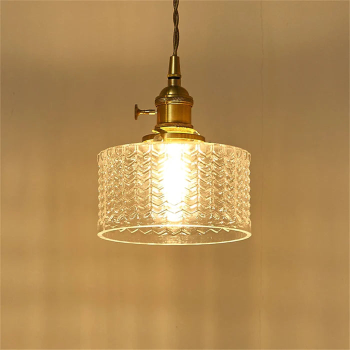 Vintage Cylinder Glass Pendant Light