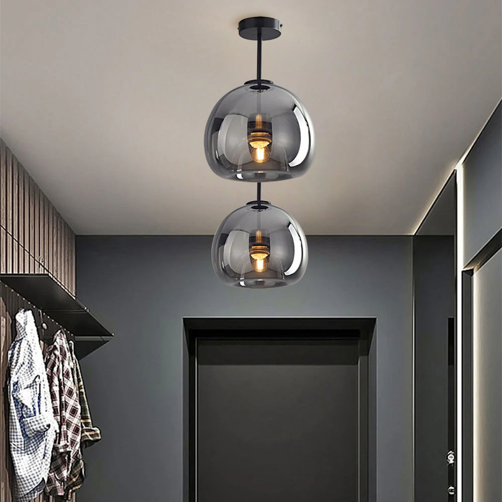 Modern Copper Glass Flush Mount Ceiling Light