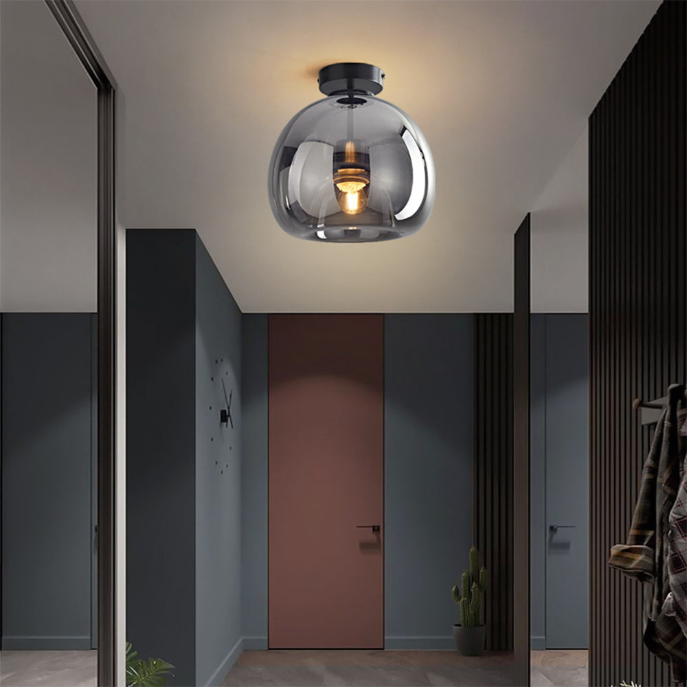 Modern Copper Glass Flush Mount Ceiling Light