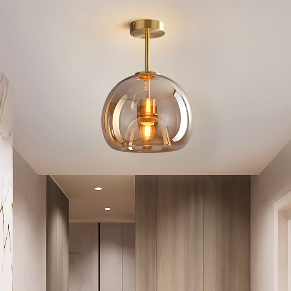 Modern Copper Glass Flush Mount Ceiling Light