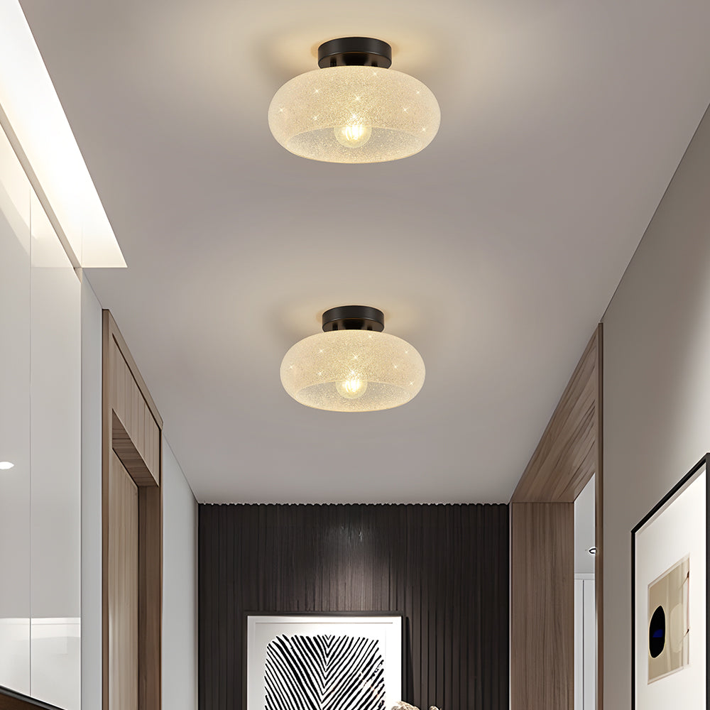 Modern Round Glass Semi-Flush Ceiling Light