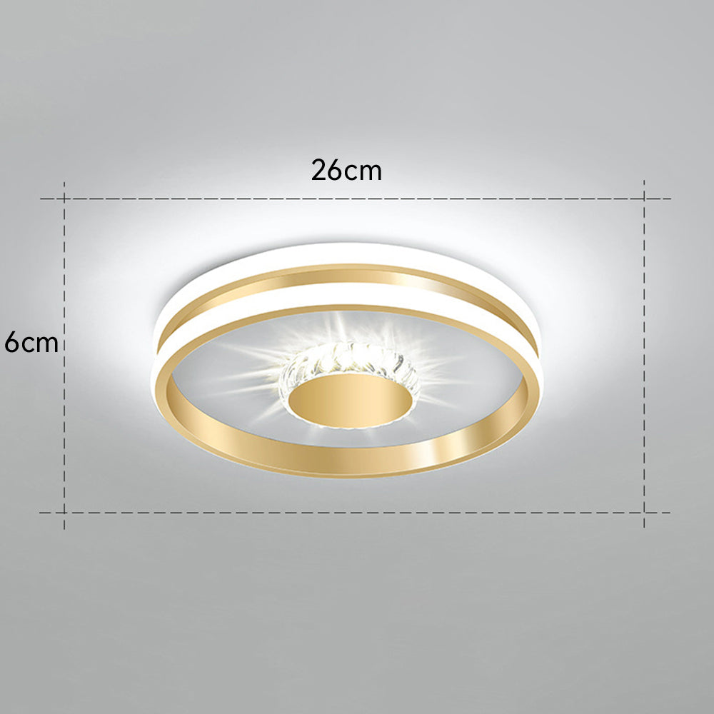 Gold Crystal LED Hallway Ceiling Light