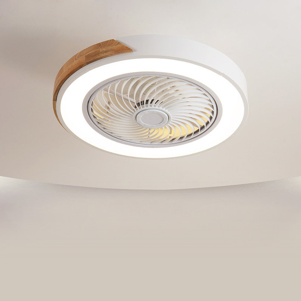 Round Modern Wood Ceiling Fans With LED Lights