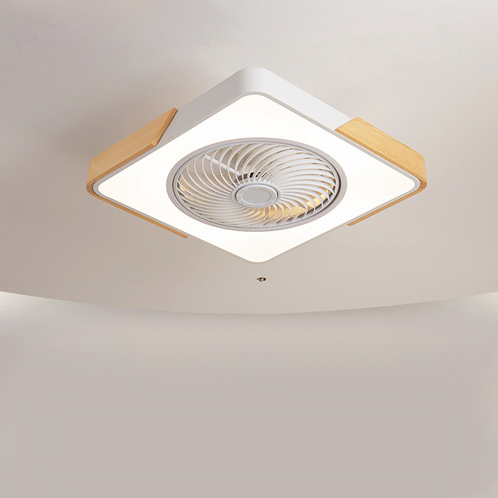 Round Modern Wood Ceiling Fans With LED Lights