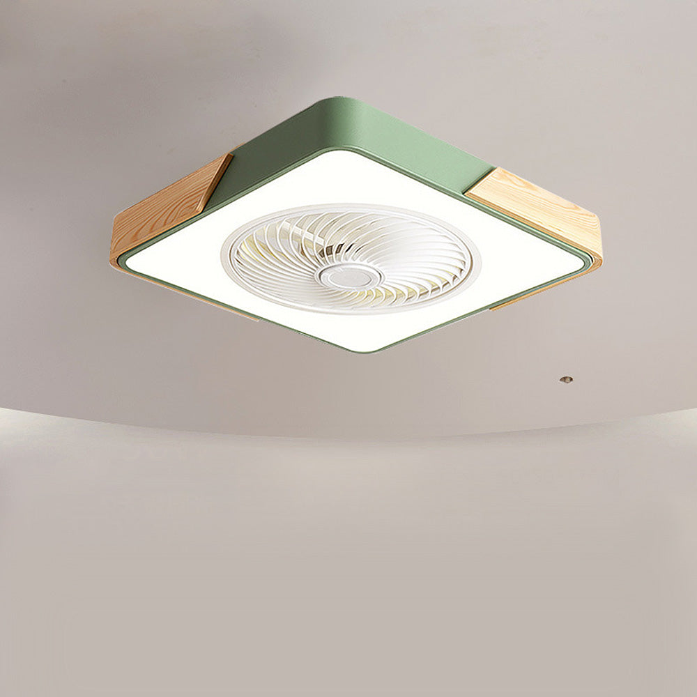 Round Modern Wood Ceiling Fans With LED Lights