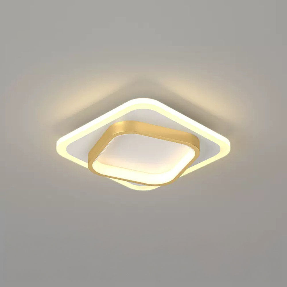 Gold Square LED Living Room Ceiling Light
