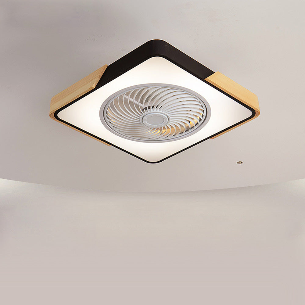 Round Modern Wood Ceiling Fans With LED Lights
