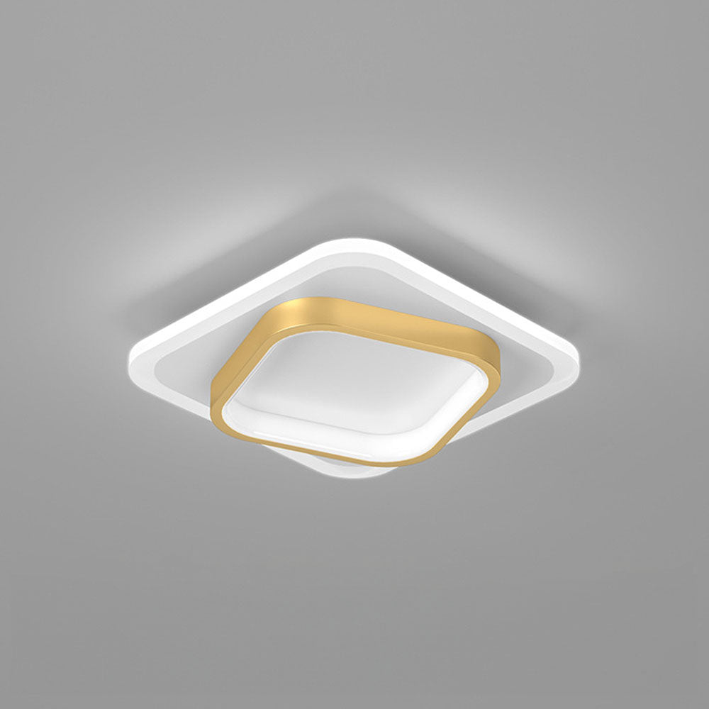 Gold Square LED Living Room Ceiling Light