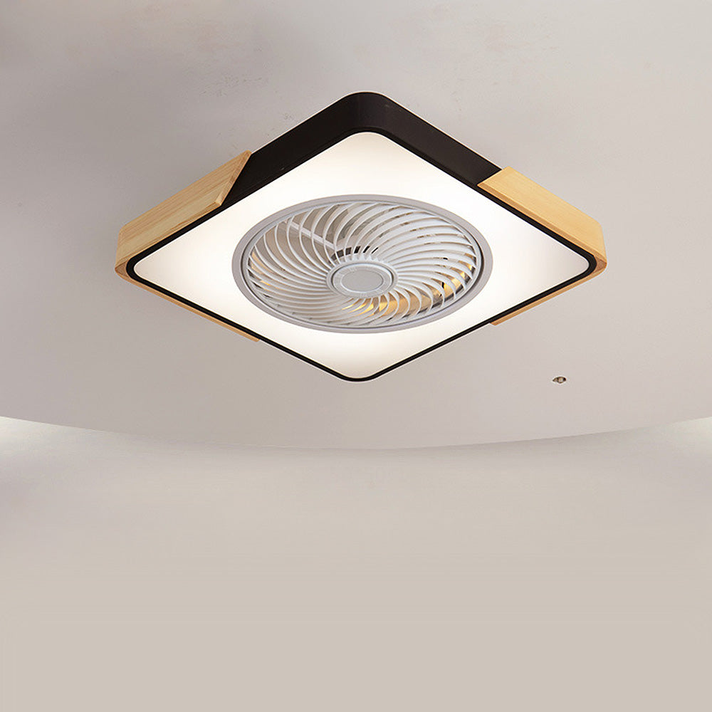 Round Modern Wood Ceiling Fans With LED Lights