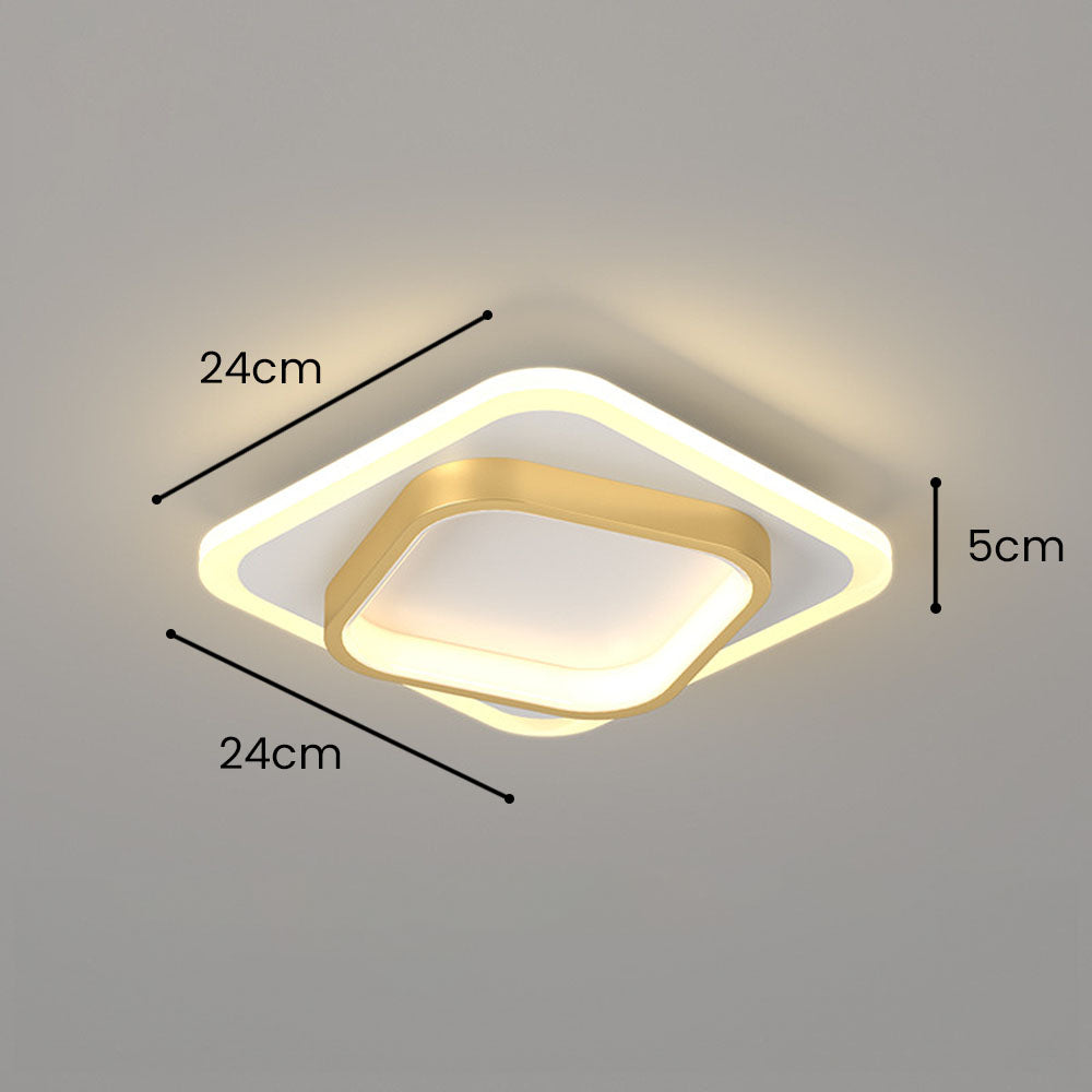 Gold Square LED Living Room Ceiling Light