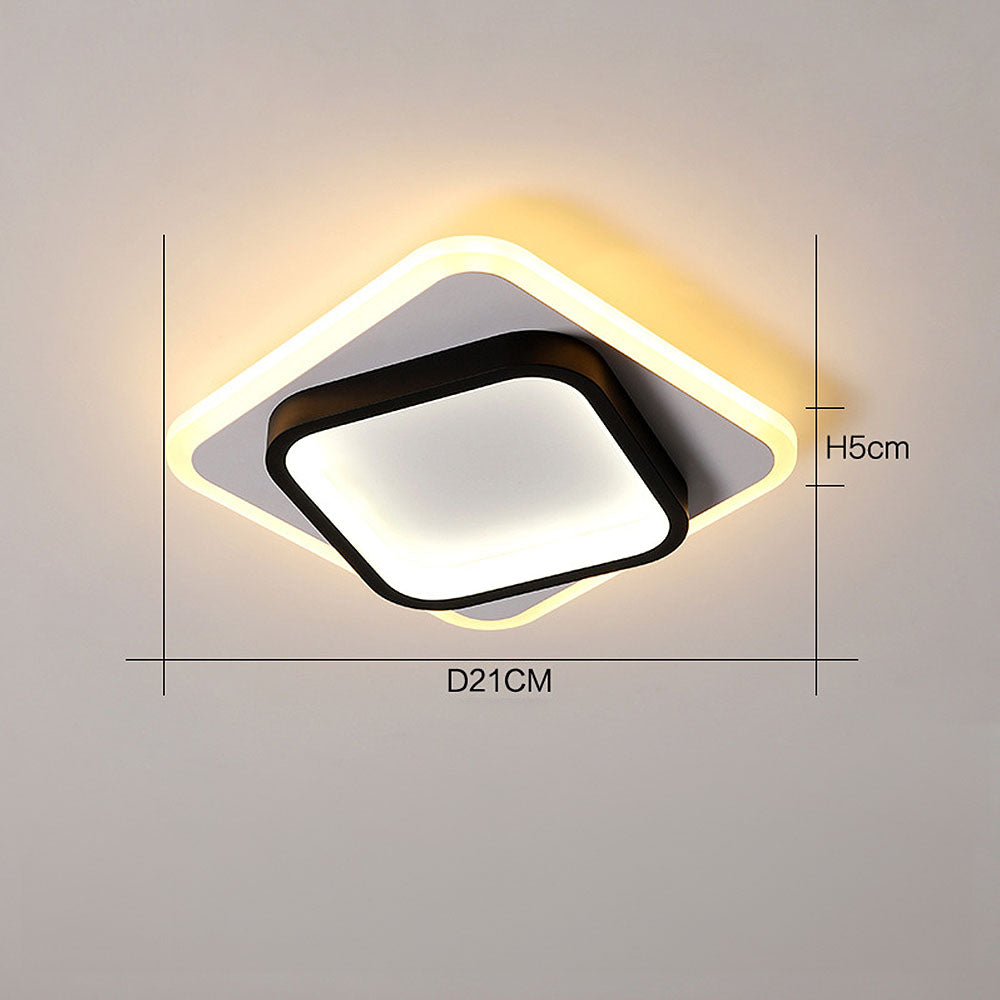 Gold Square LED Living Room Ceiling Light