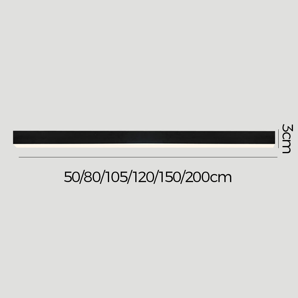 Black Sleek Long Strip Aluminum LED Ceiling Light