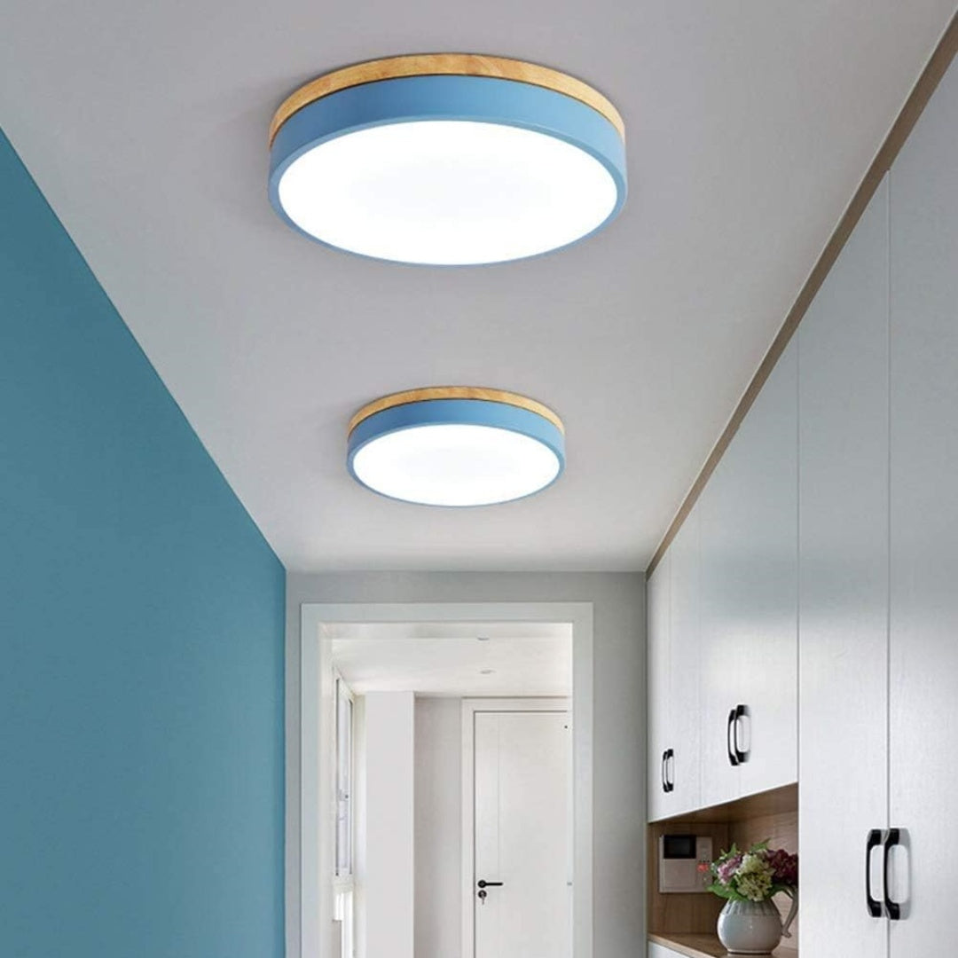 Round Wooden Flush Mount LED Ceiling Light