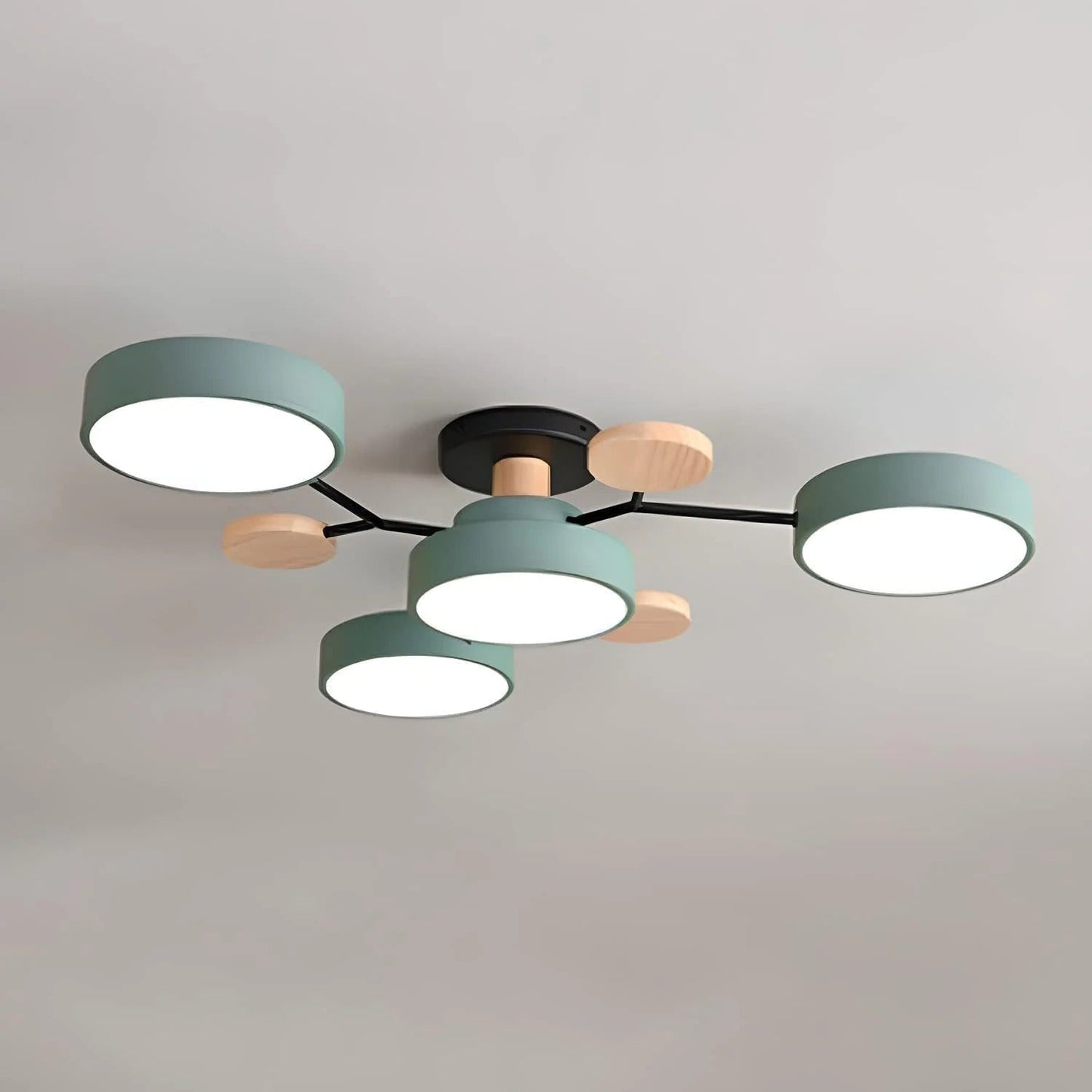 Modern Round Iron LED Semi-Flush Ceiling Chandelier