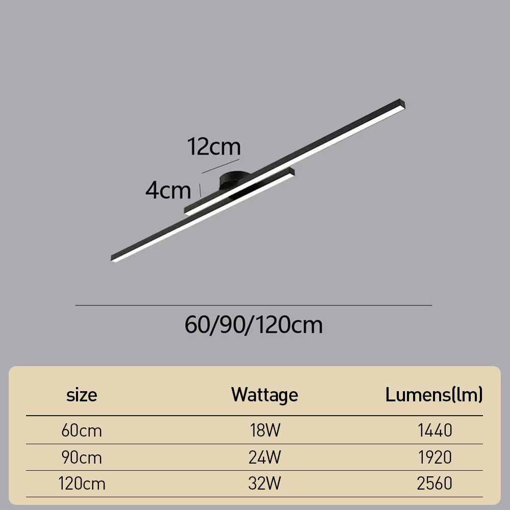 Modern Aluminium Long Strip LED Semi Flush Ceiling Light