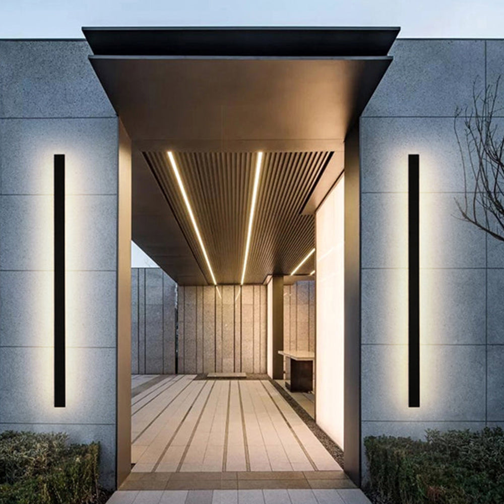 Industrial IP65 Modern Long Black Acrylic LED Outdoor Wall Lights
