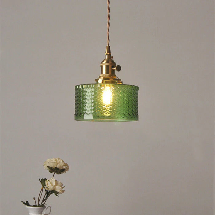 Vintage Cylinder Glass Pendant Light
