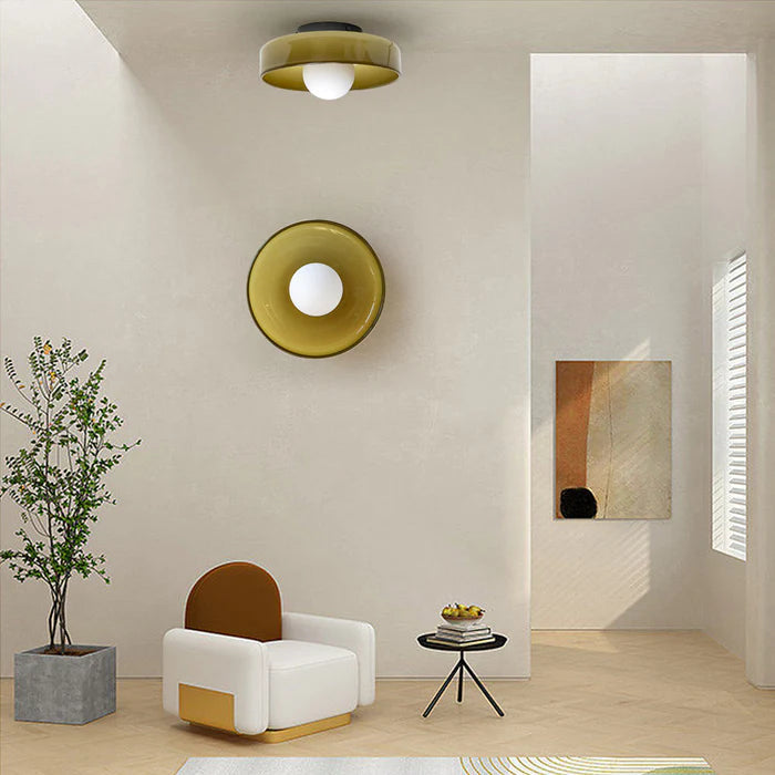 Modern Round Glass Flush Mount Kitchen Ceiling Light