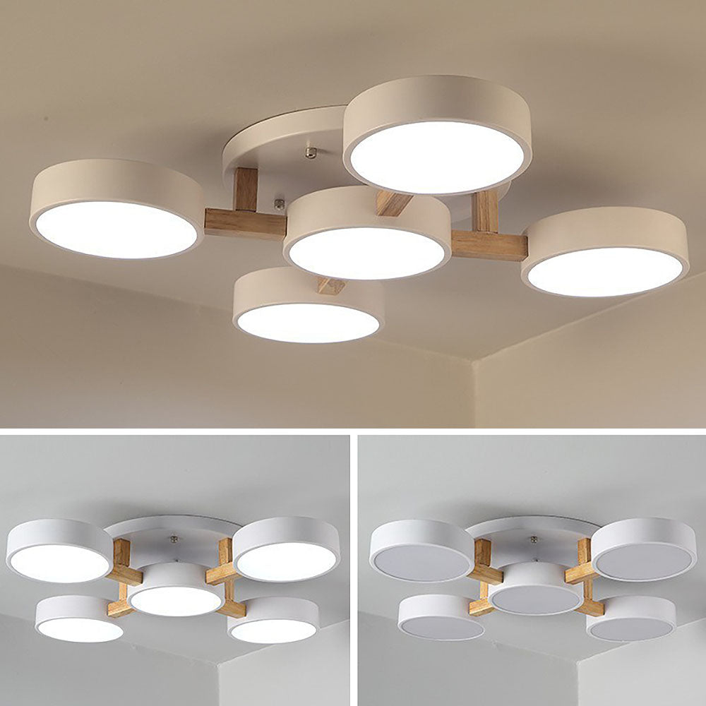 Iron Wood Modern LED Bedroom Ceiling Light
