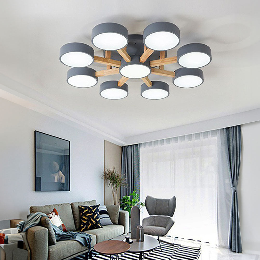 Iron Wood Modern LED Bedroom Ceiling Light