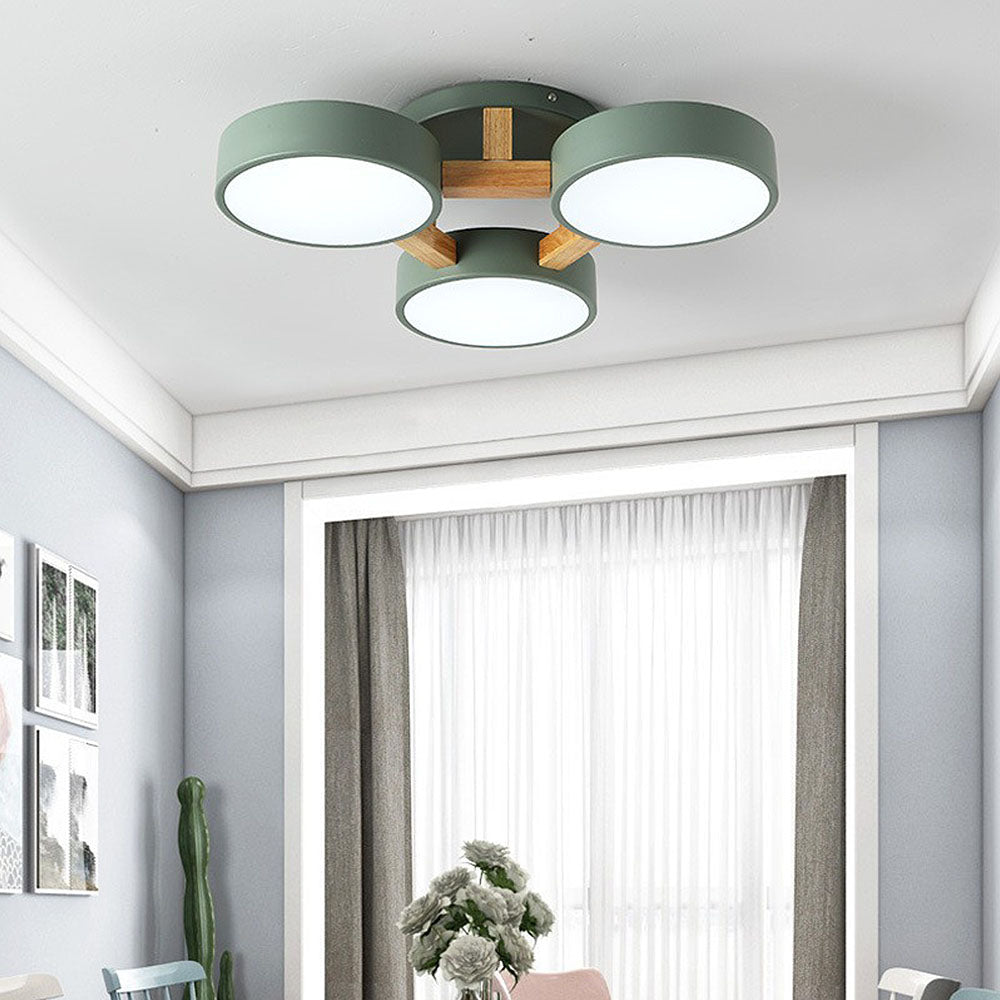 Iron Wood Modern LED Bedroom Ceiling Light