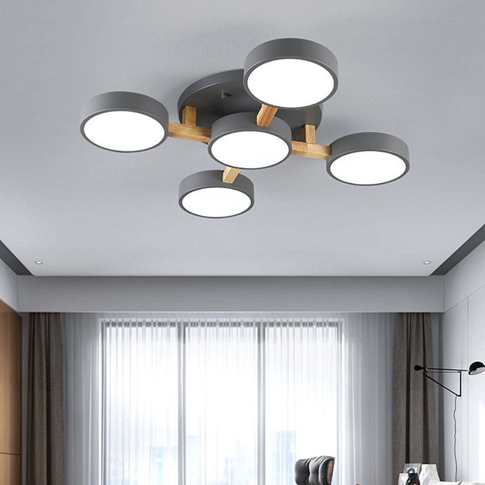 Iron Wood Modern LED Bedroom Ceiling Light